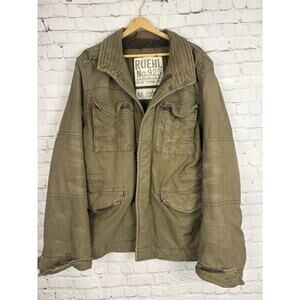 RUEHL Stanton Jacket Mens M Sherpa Lined Field Coat Bomber Army Green Heavy